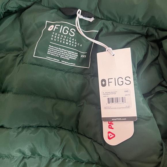 FIGS PUFFER JACKET BRITISH RACING GREEN XXS - Picture 12 of 12